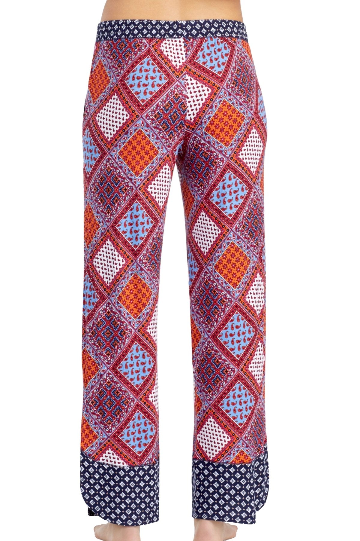 Layla Red/Multi Printed Drawstring/Tassle Lounge Pant
