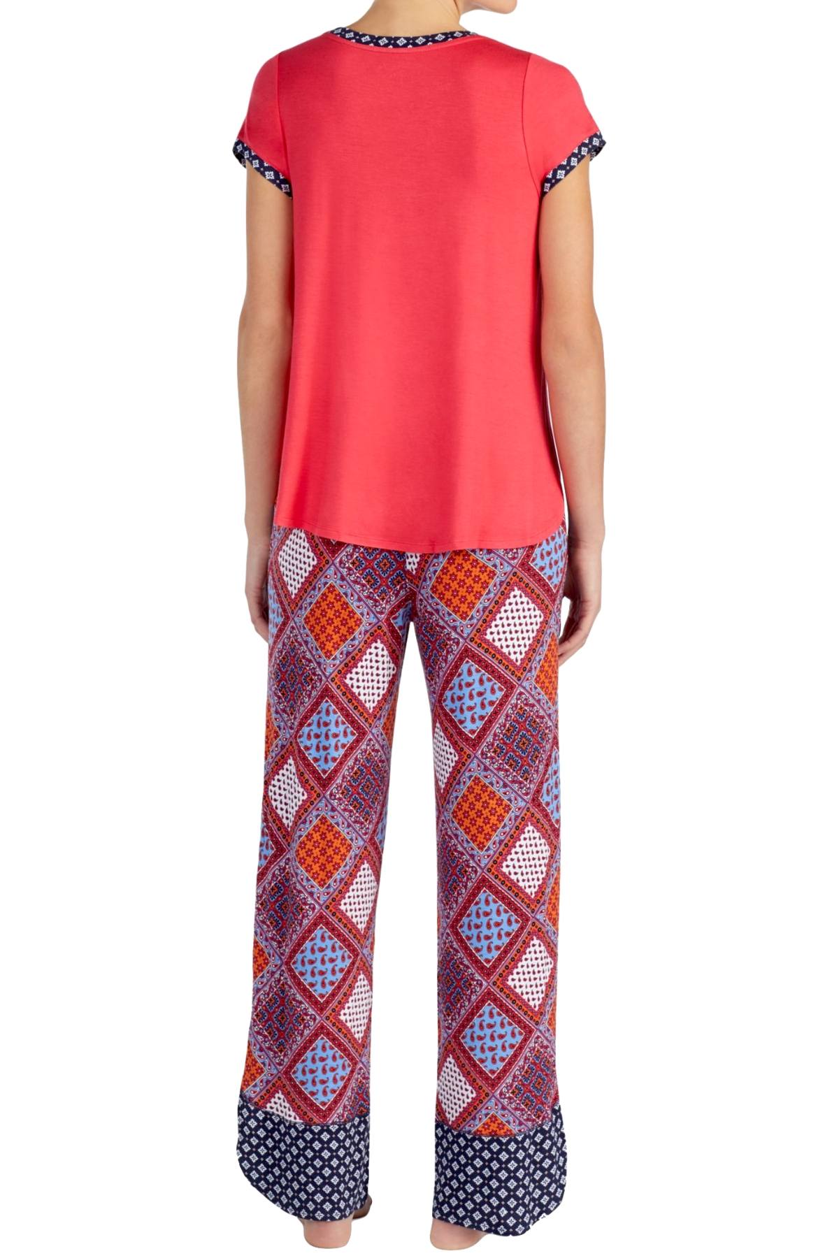 Layla Red/Multi Printed Drawstring/Tassle Lounge Pant