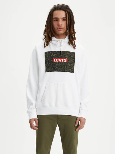 Levi's Box Tab Leopard Fill Pullover Hoodie White