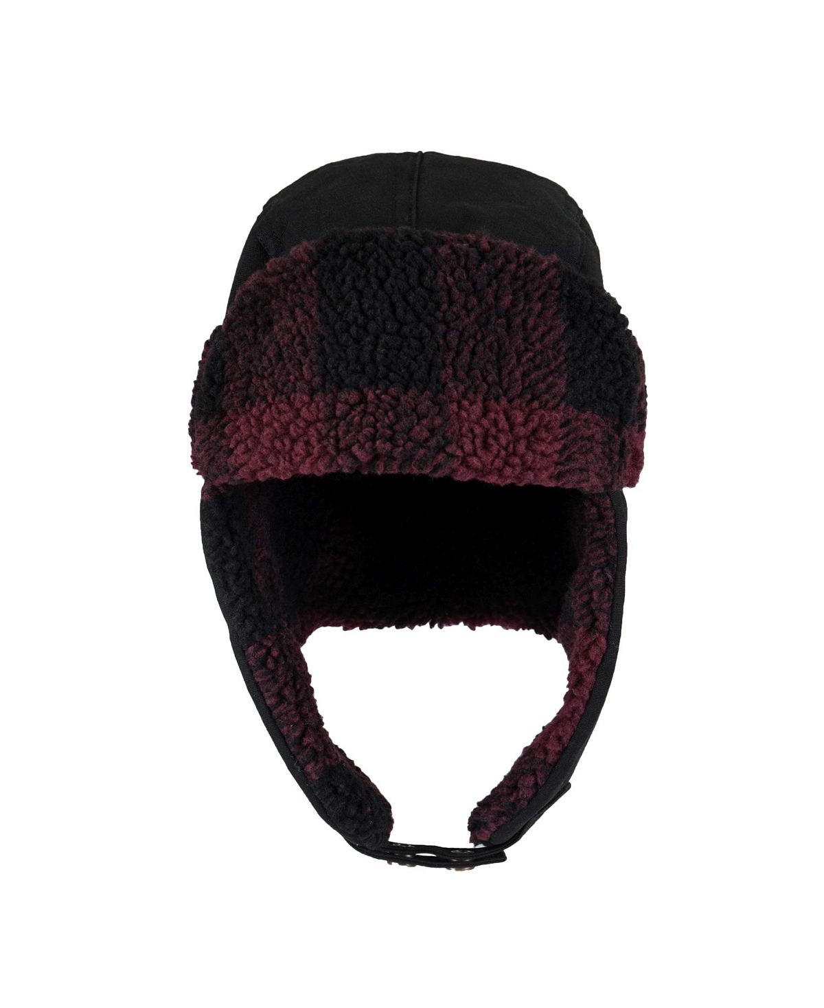Levi's Canvas Trapper Hat With Plaid Sherpa Lining Black, Red