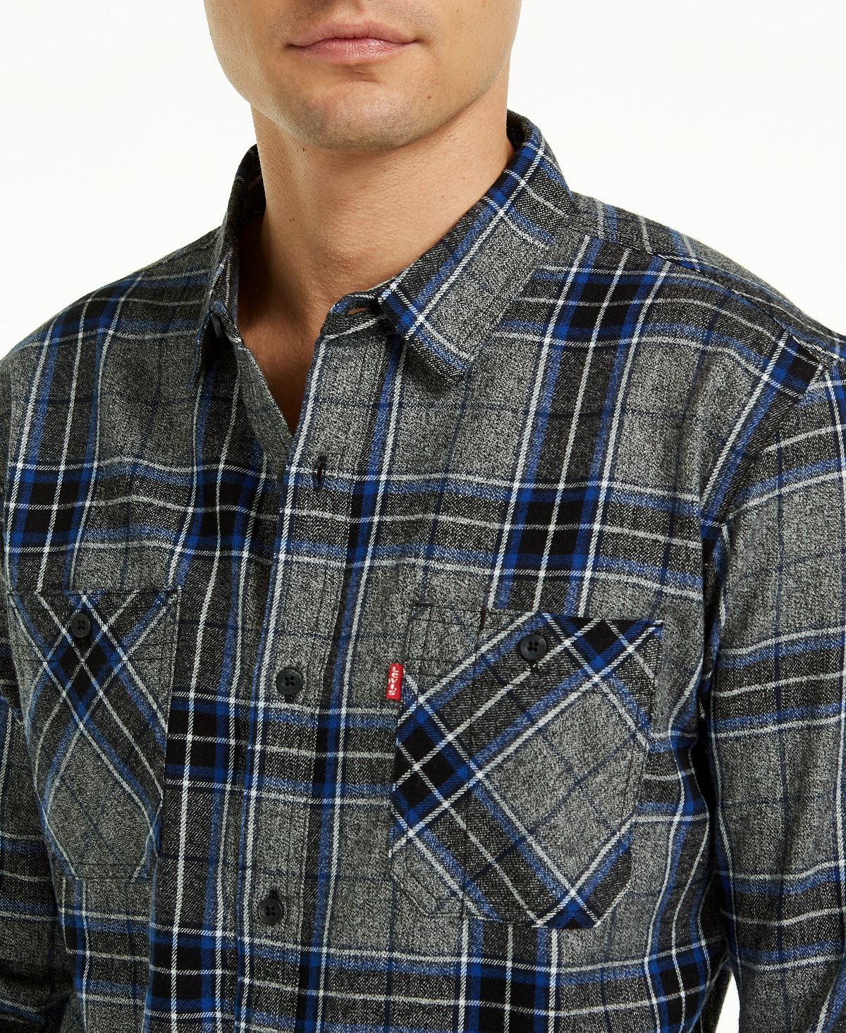 Levi's Crance Plaid Flannel Shirt Caviar