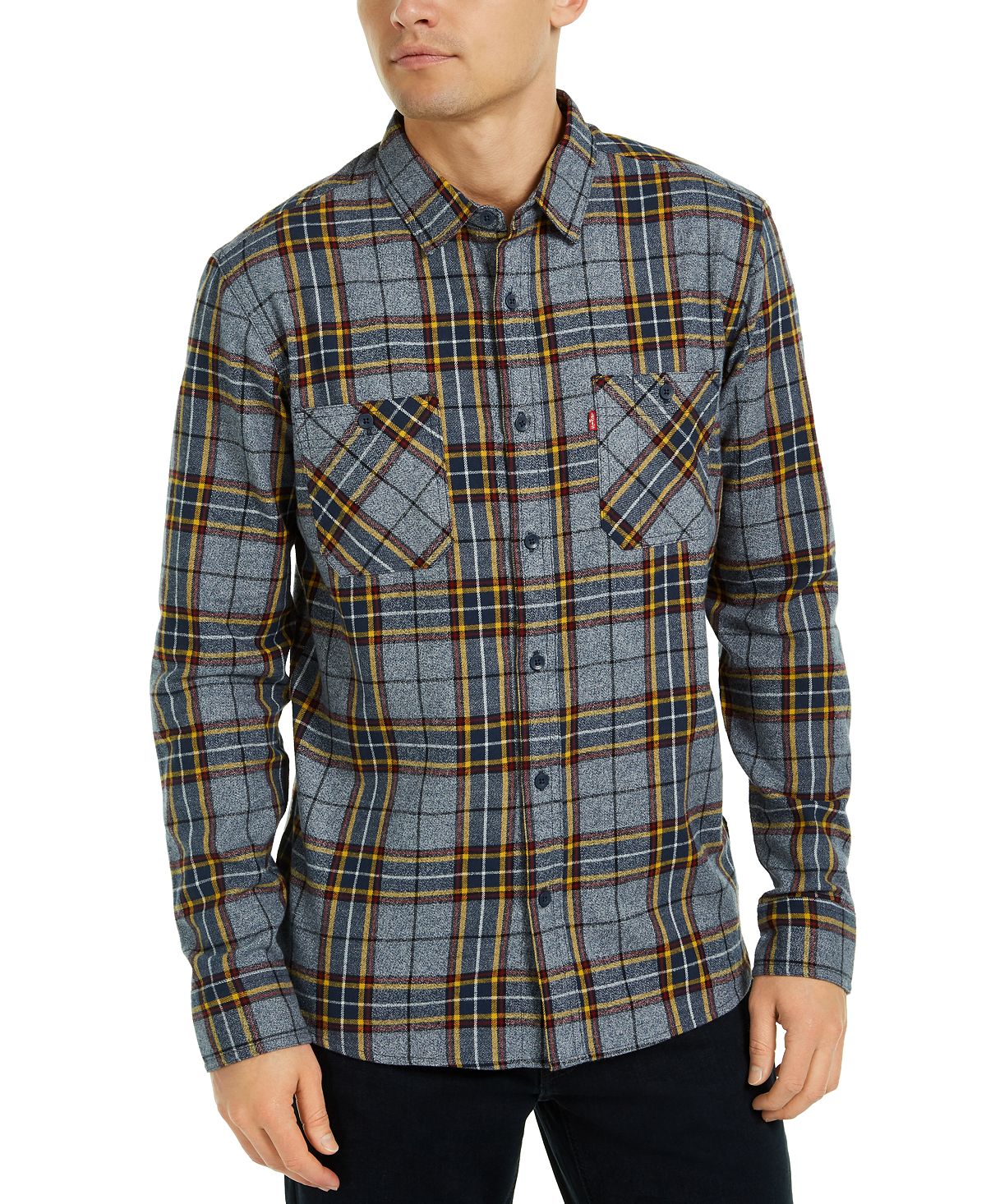 Levi's Crance Plaid Flannel Shirt Dress Blues
