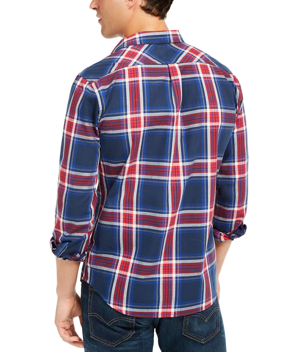 Levi's Large Plaid Button-down Shirt Dress Blue