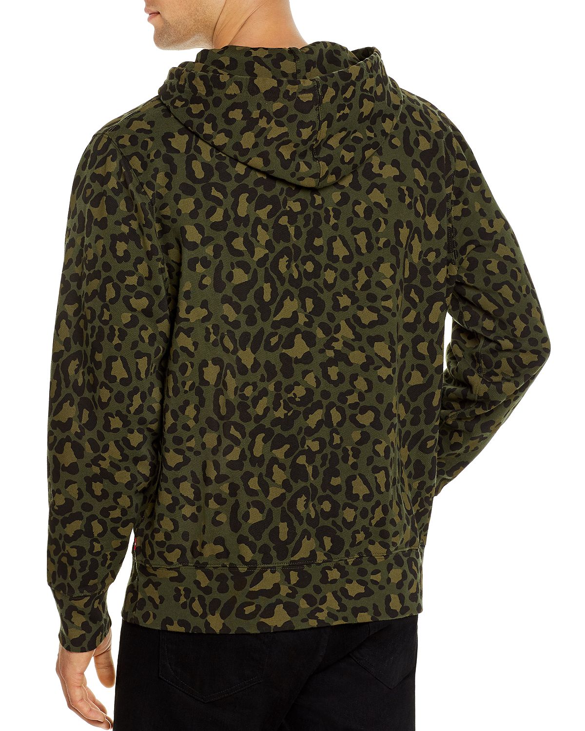 Levi's Leopard Print Logo Graphic Hooded Sweatshirt Cheetah Olive