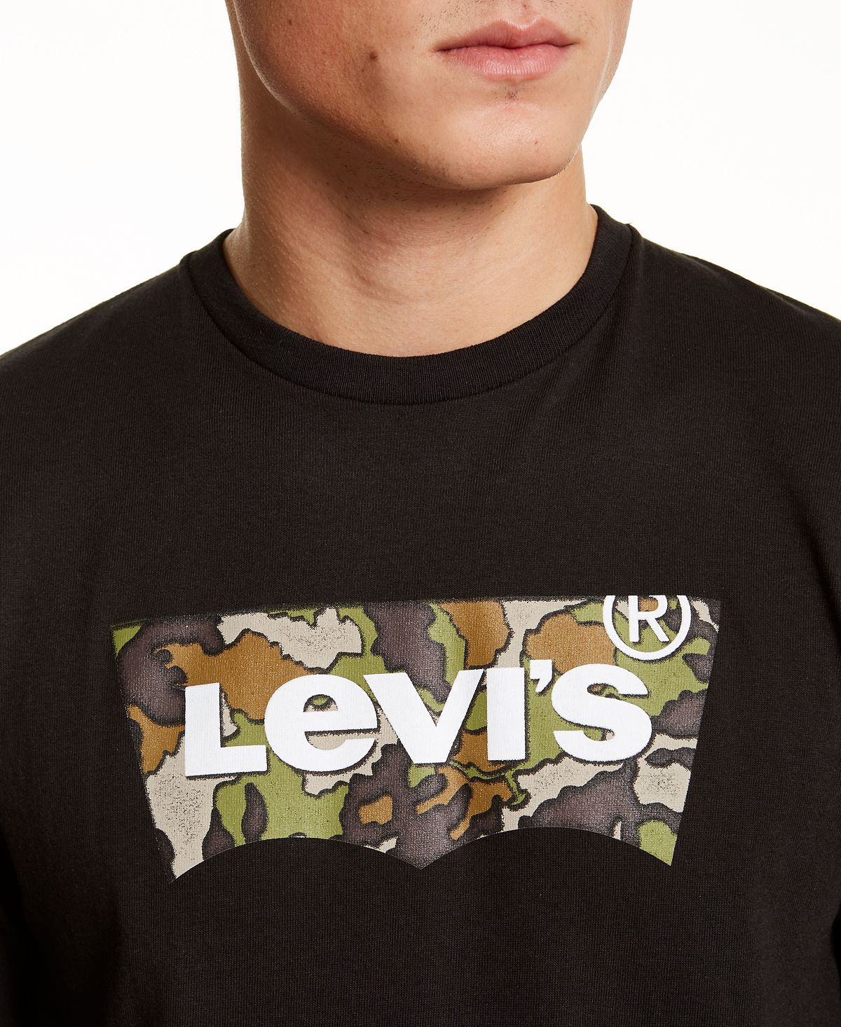 Levi's Long-sleeve Camo Logo T-shirt Caviar Reactive Wash