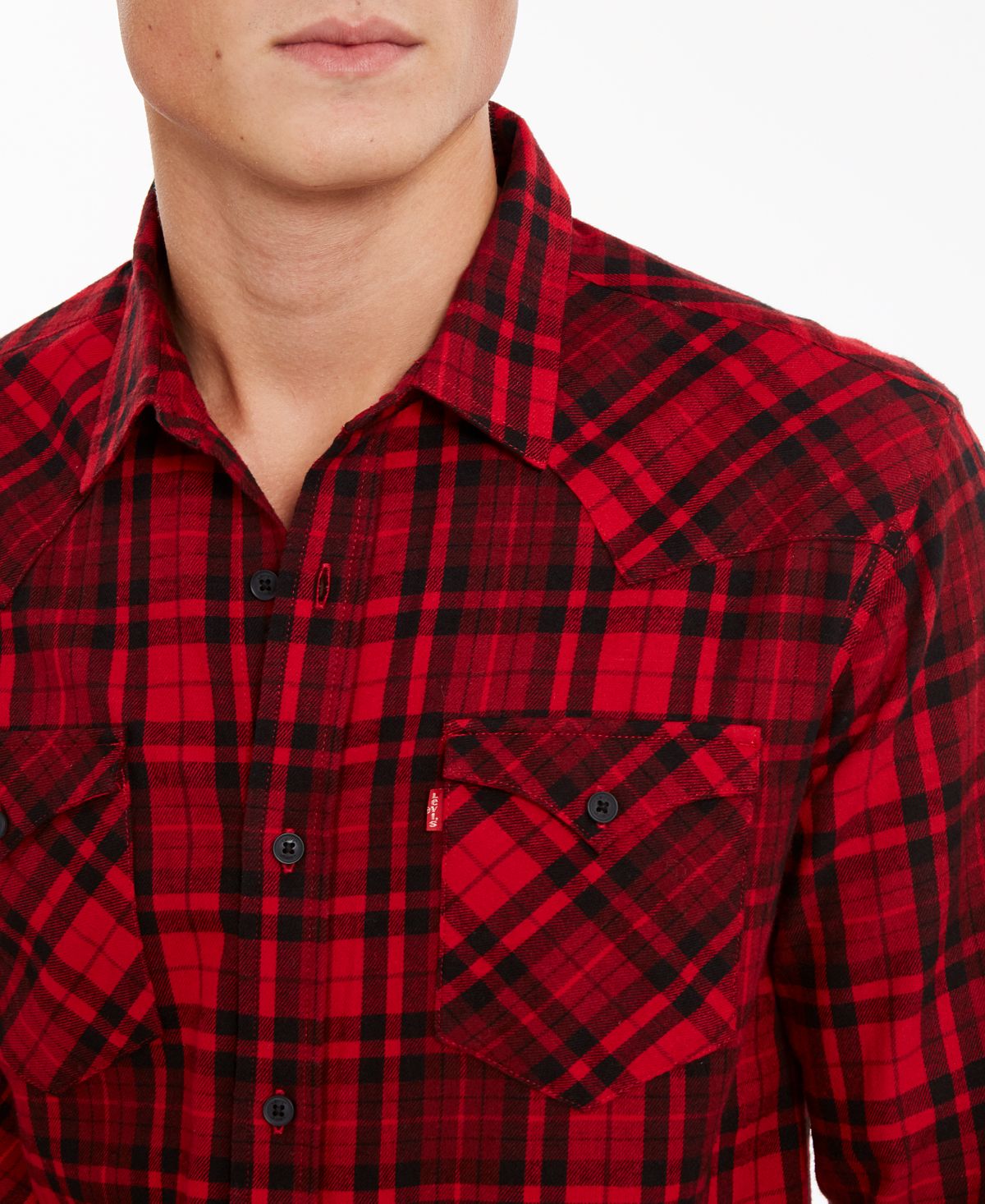 Levi's Plaid Flannel Shirt Crimson