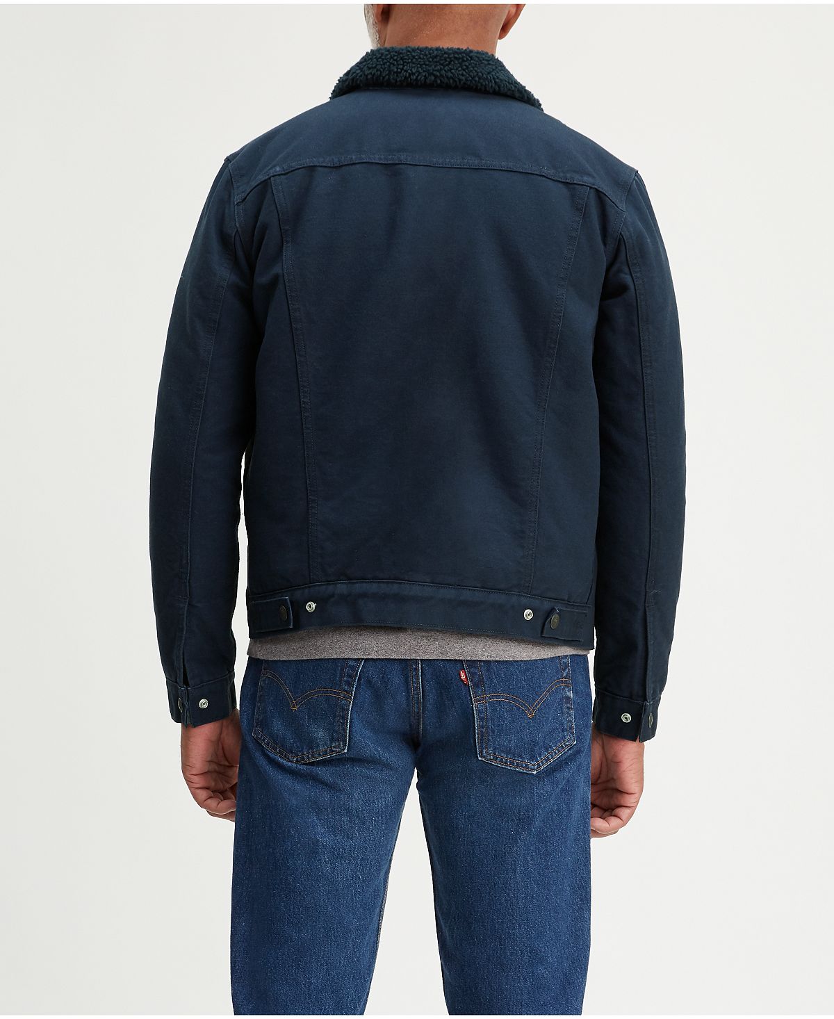 Levi's Sherpa Canvas Trucker Jacket Dress Blues Canvas