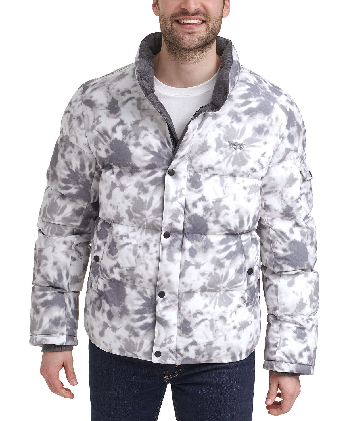 Levi's Stand Collar Quilted Puffer Jacket Tye Dye