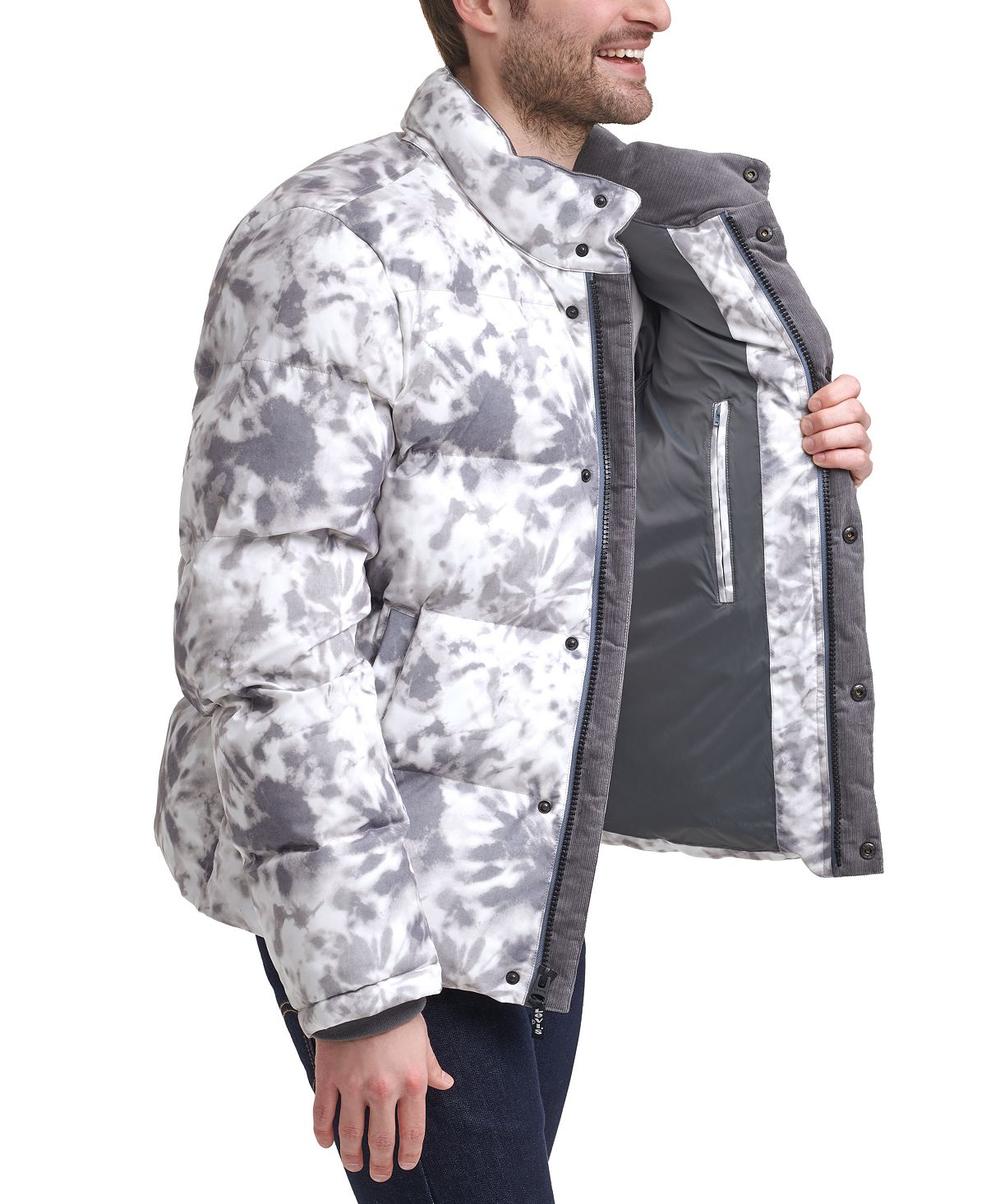 Levi's Stand Collar Quilted Puffer Jacket Tye Dye
