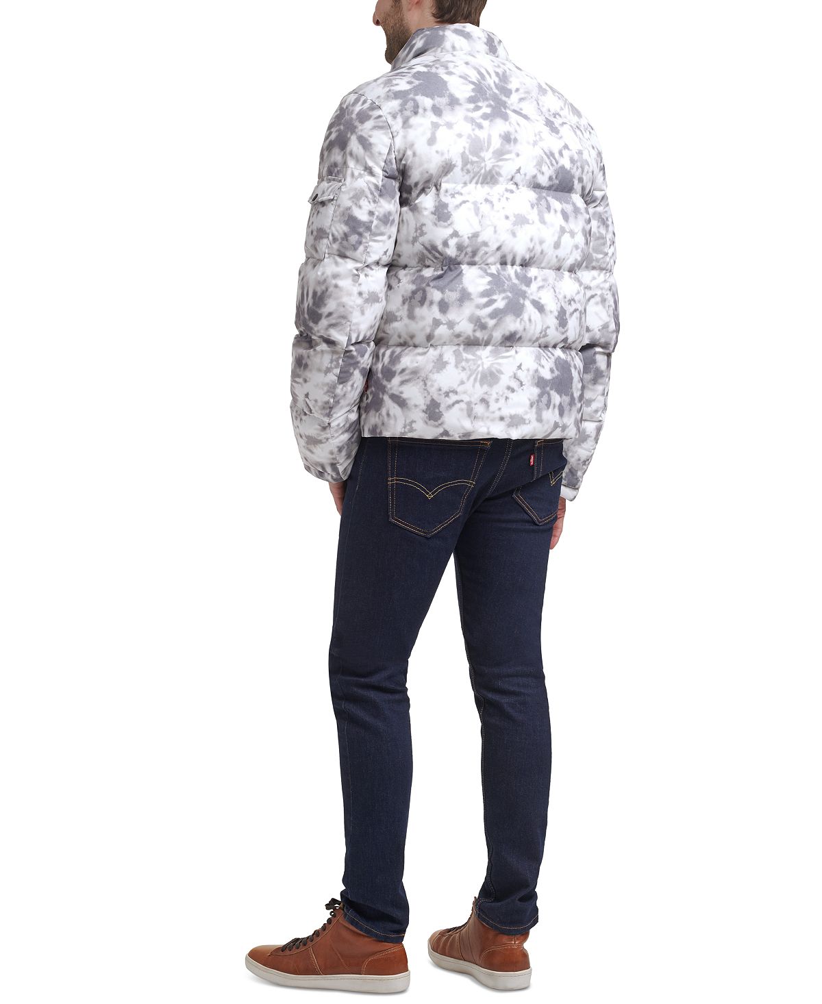 Levi's Stand Collar Quilted Puffer Jacket Tye Dye