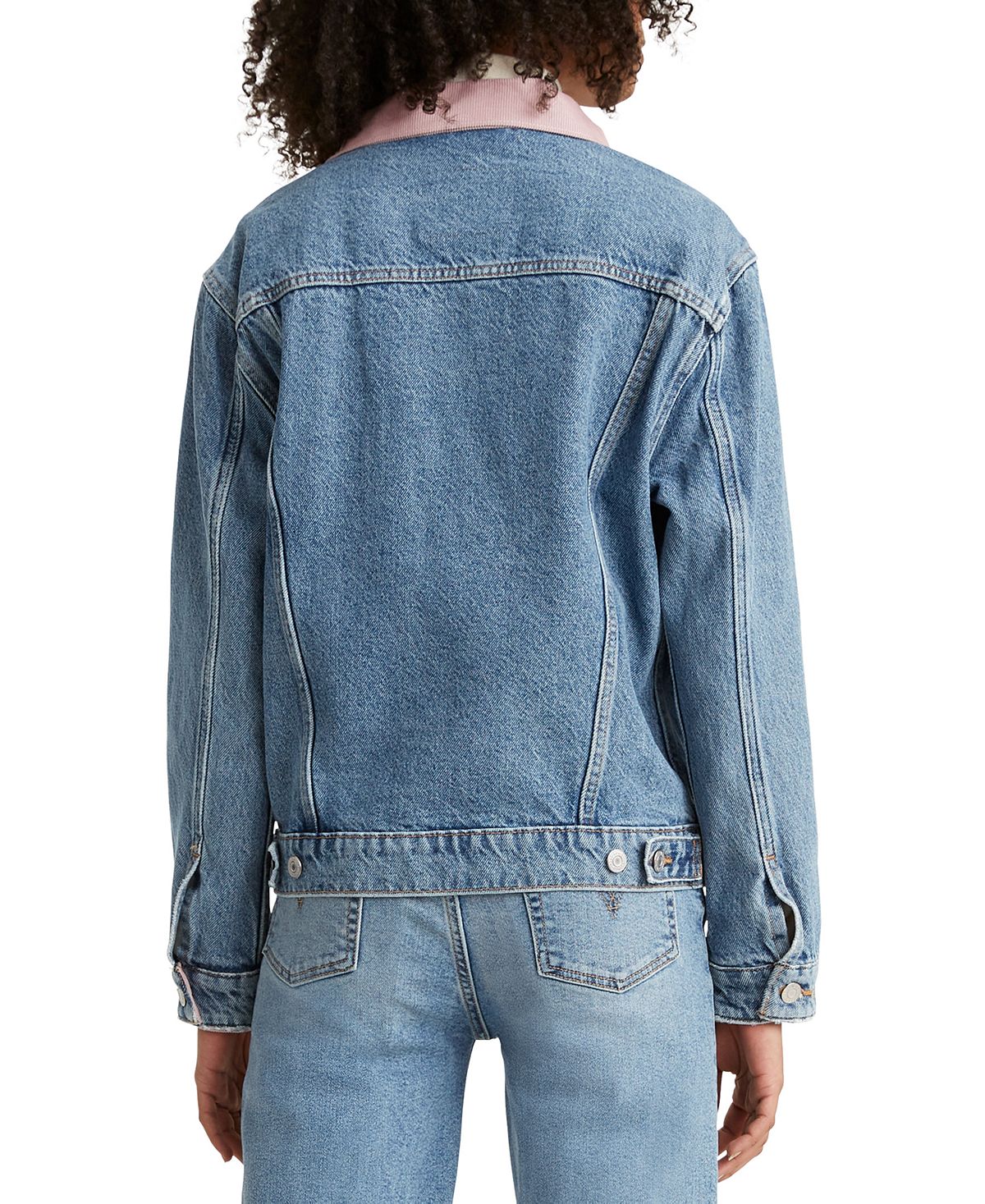 Levi's cotton Ex-boyfriend Corduroy-collar Denim Trucker Jacket Tucked In