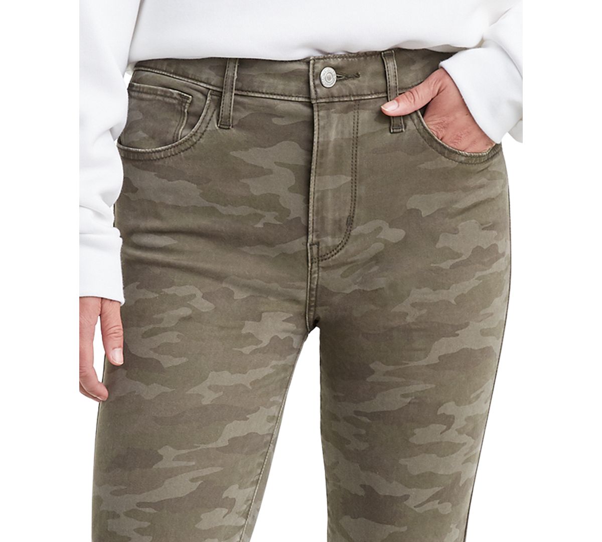 Levi's wo 720 Cropped Super-skinny Jeans Hypersoft Tamburitza Green Camo