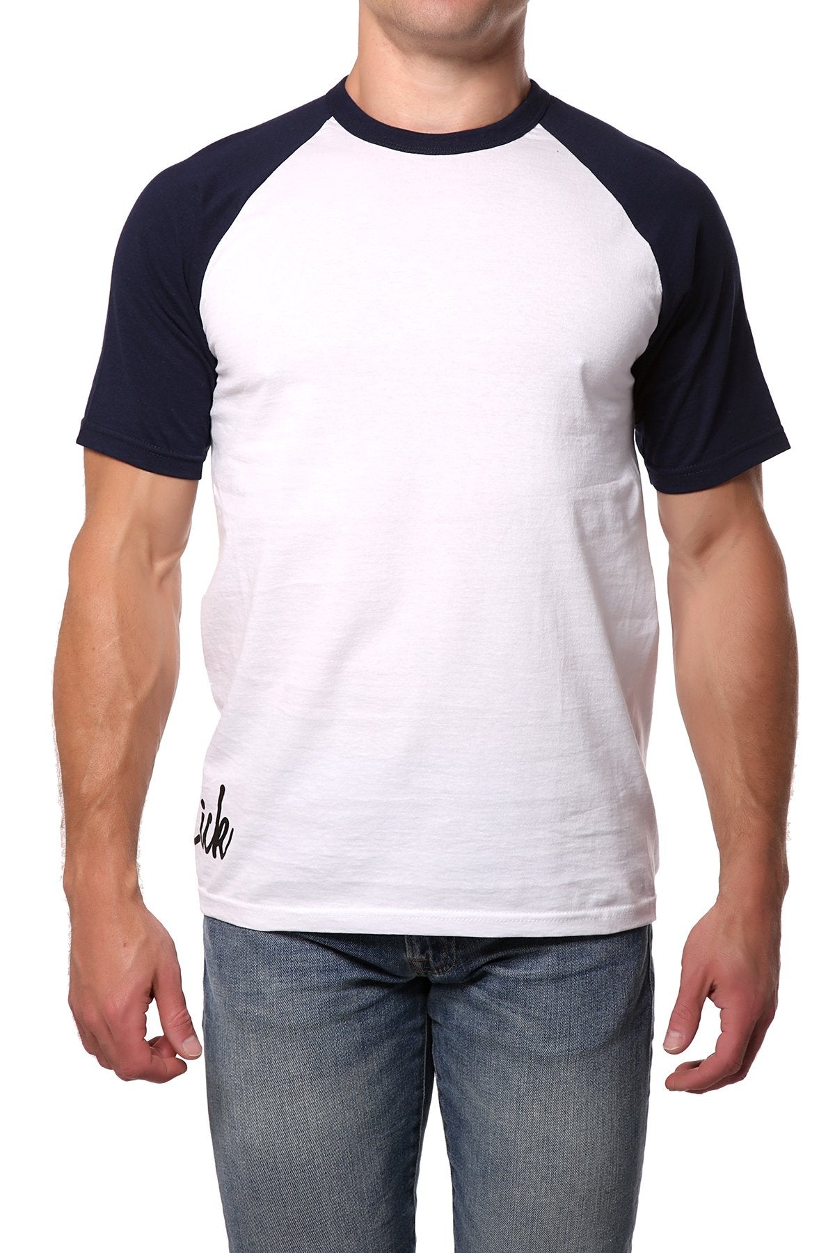 Lick Navy-Blue Cotton Contrast Tee