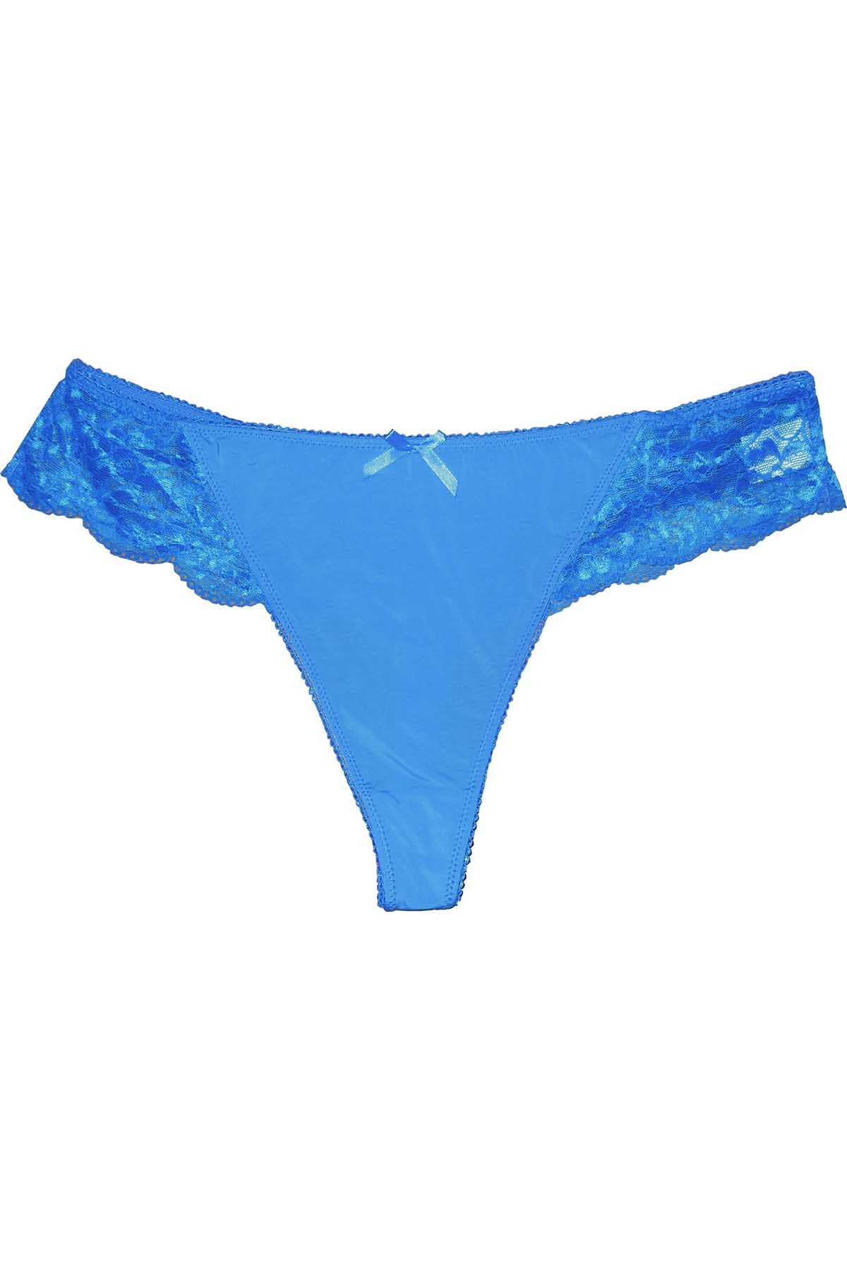Linda Hartman PLUS Spectrum-Blue Lace Panel Thong