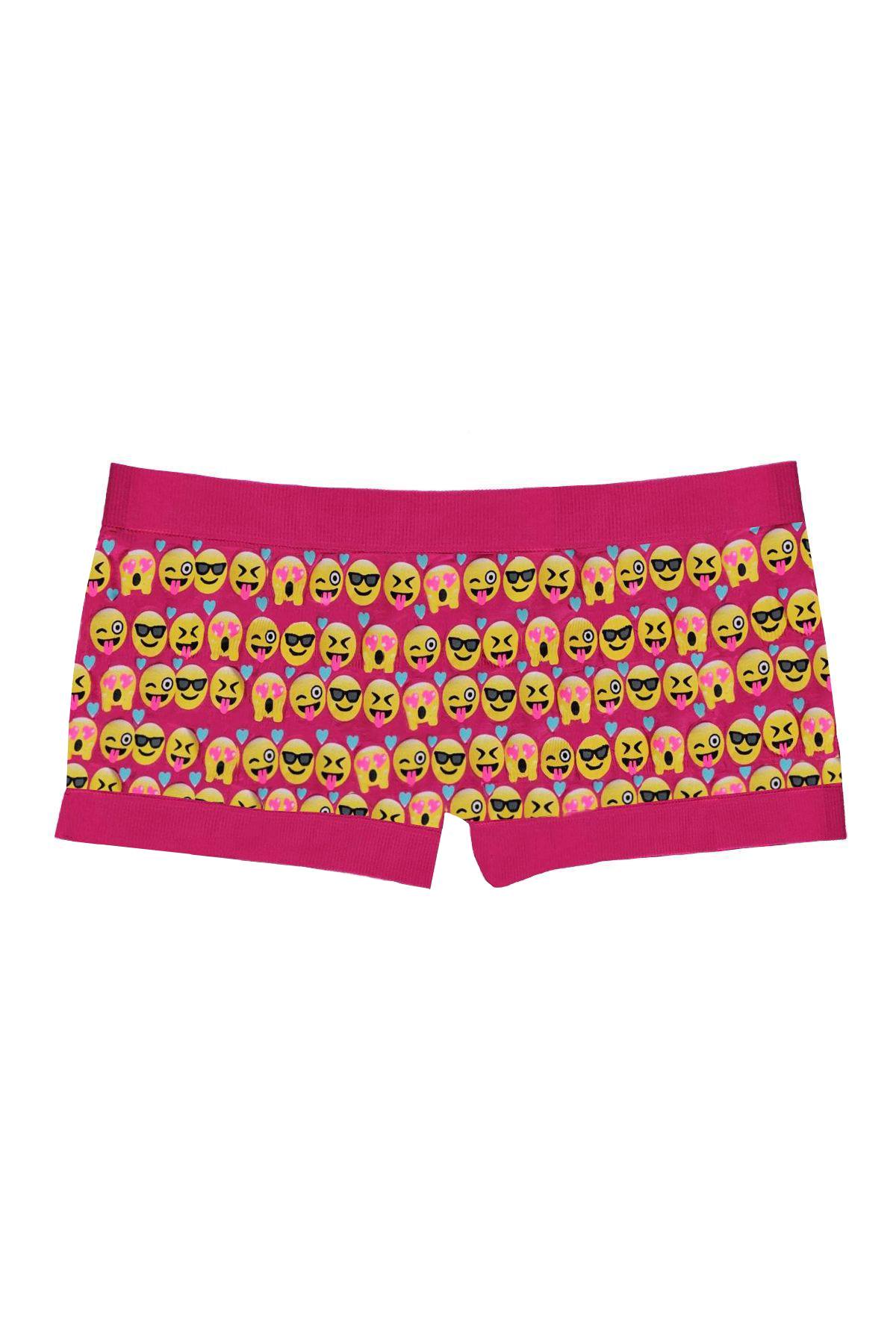 Little Black Panties Pink 'Big Girls' Face-Emojis Boyshort