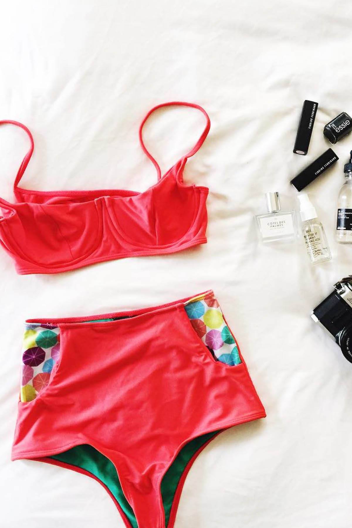 Lolli Dark Coral & Ellas High Waisted Bottom