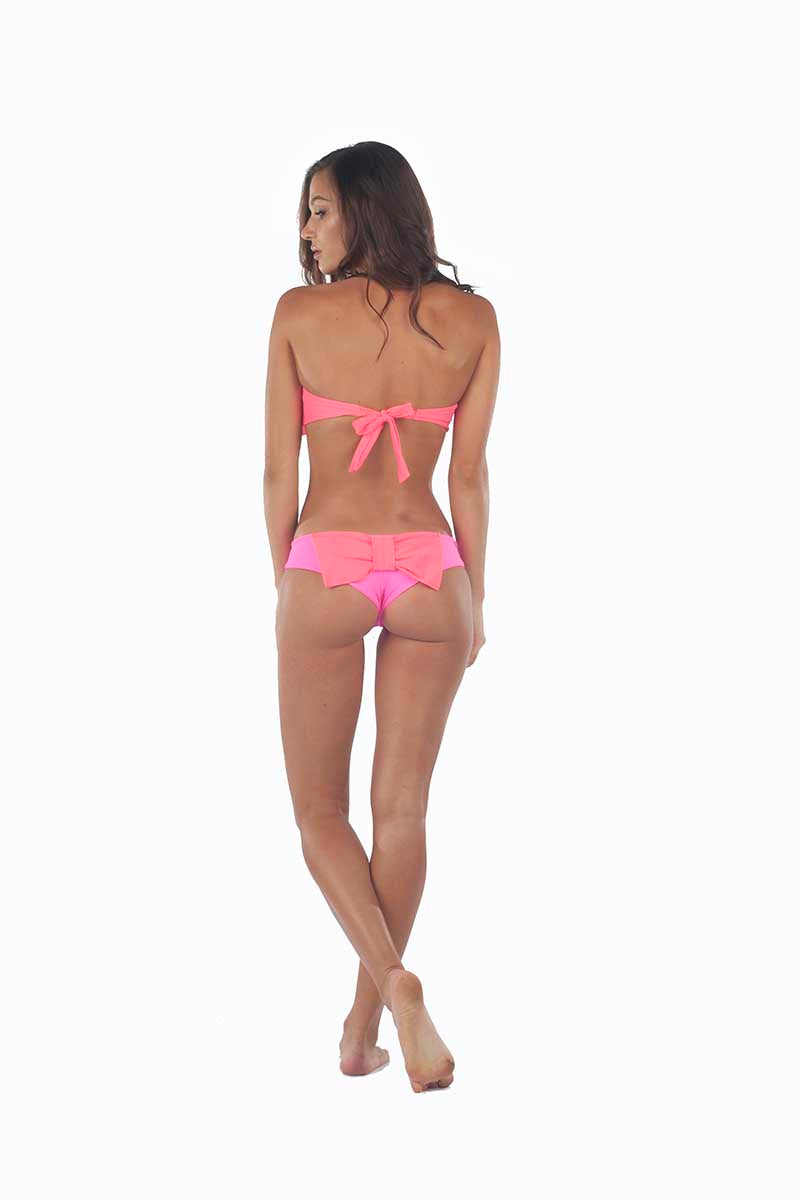 Lolli Neon Coral Big Bow Bandeau Top