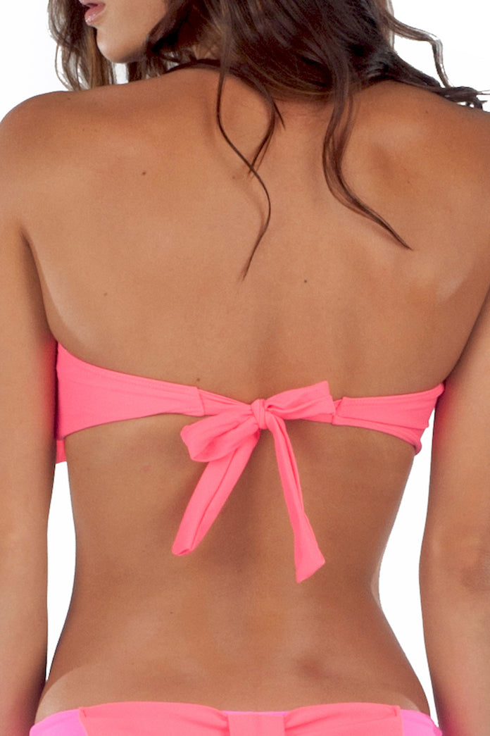 Lolli Neon Coral Big Bow Bandeau Top