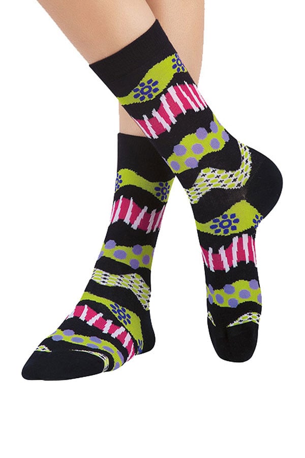 Lucci Black Coral Crew Sock
