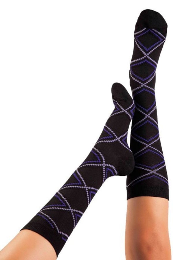 Lucci Black Spring Break Calf High Sock