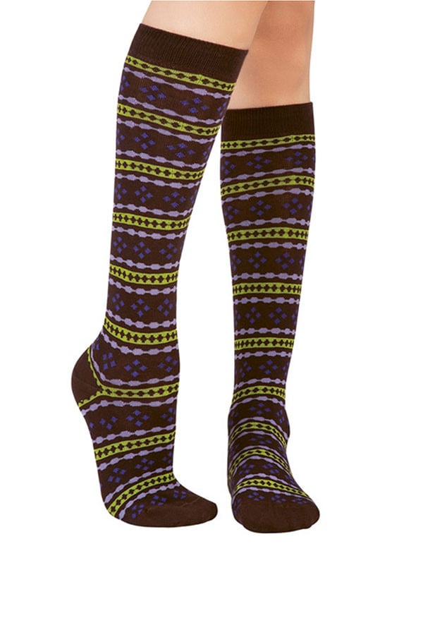 Lucci Brown Strings Calf High Socks