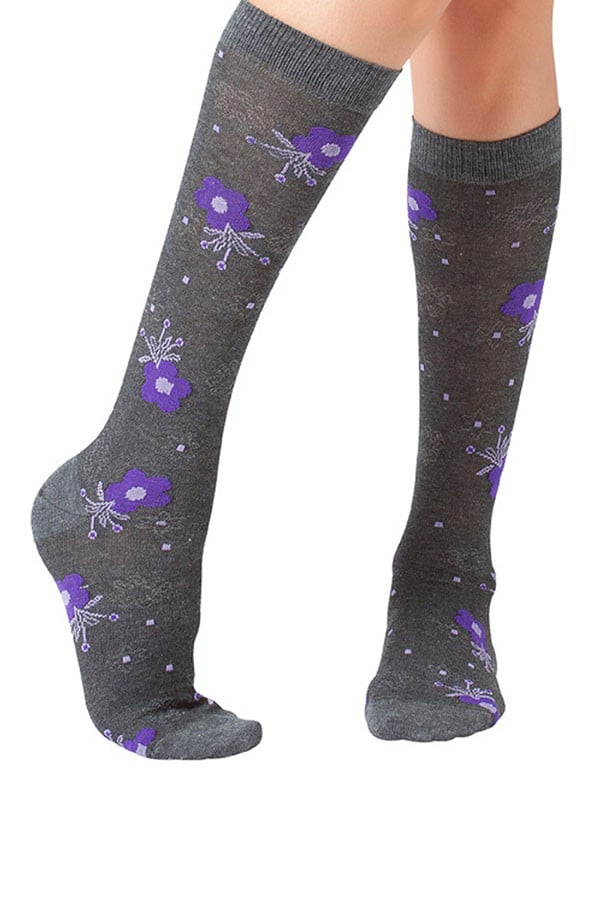 Lucci Grey Geranium Calf High Sock