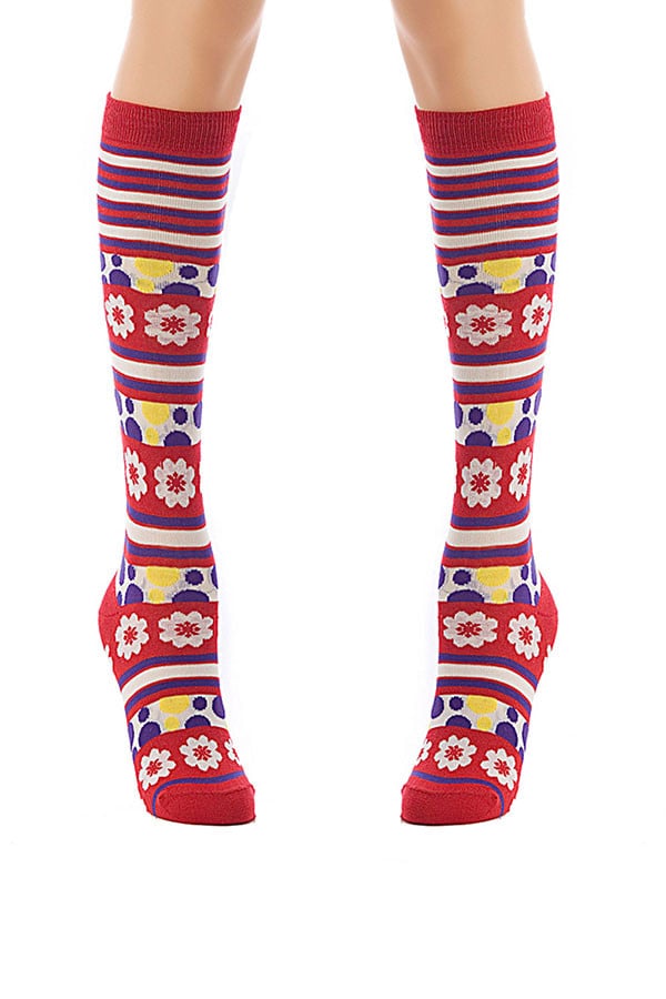 Lucci Red Camelia Calf High Sock