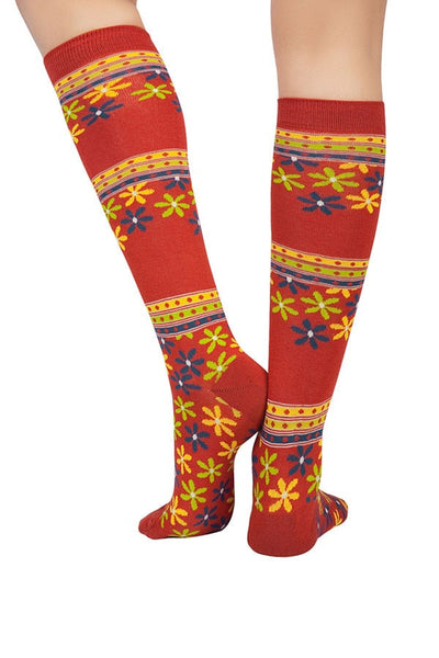 Lucci Red Garden Crew Sock