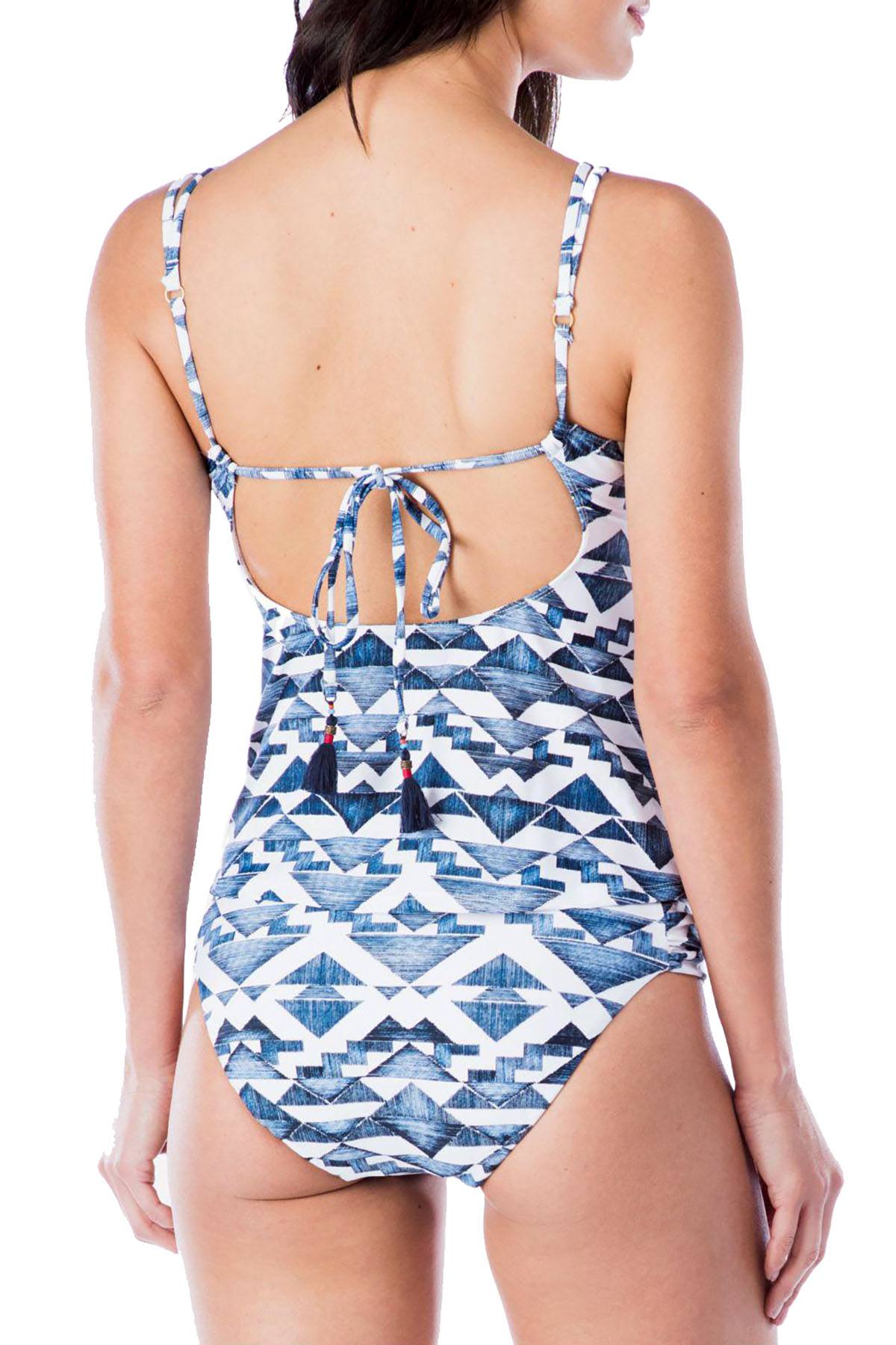 Lucky Brand Going South Embroidered Bikini Bottom in Indigo