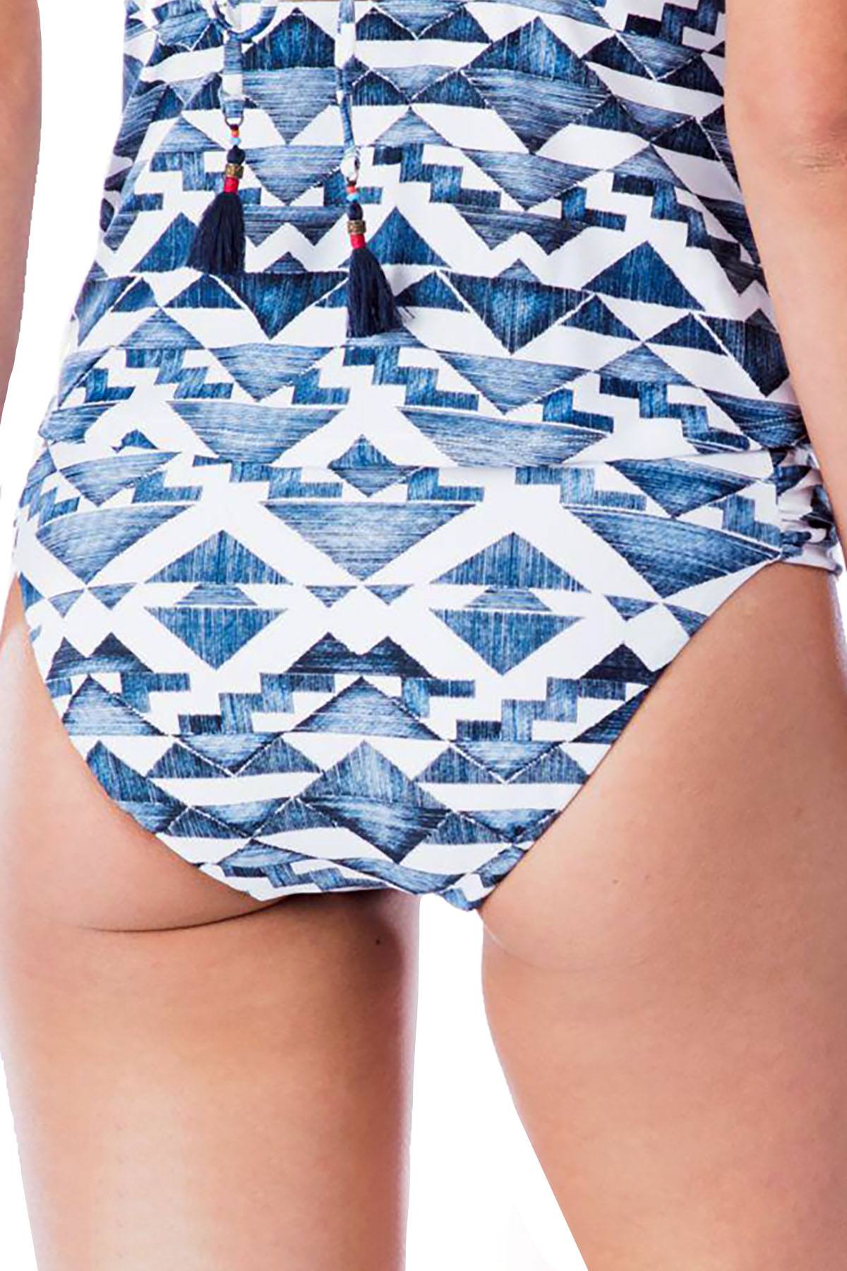 Lucky Brand Going South Embroidered Bikini Bottom in Indigo