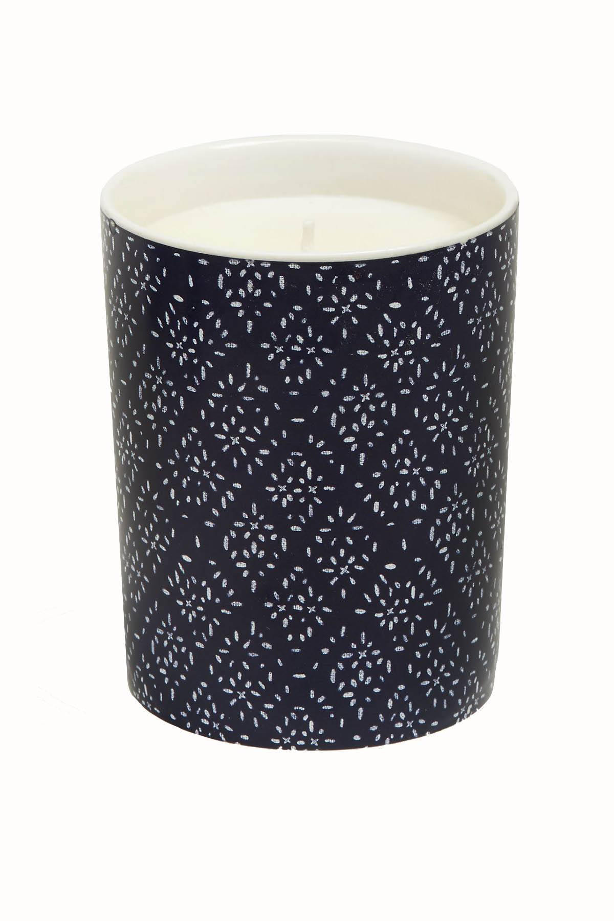Lucky Brand Indigo-Dye Ceramic Orange-Moss Scented Candle