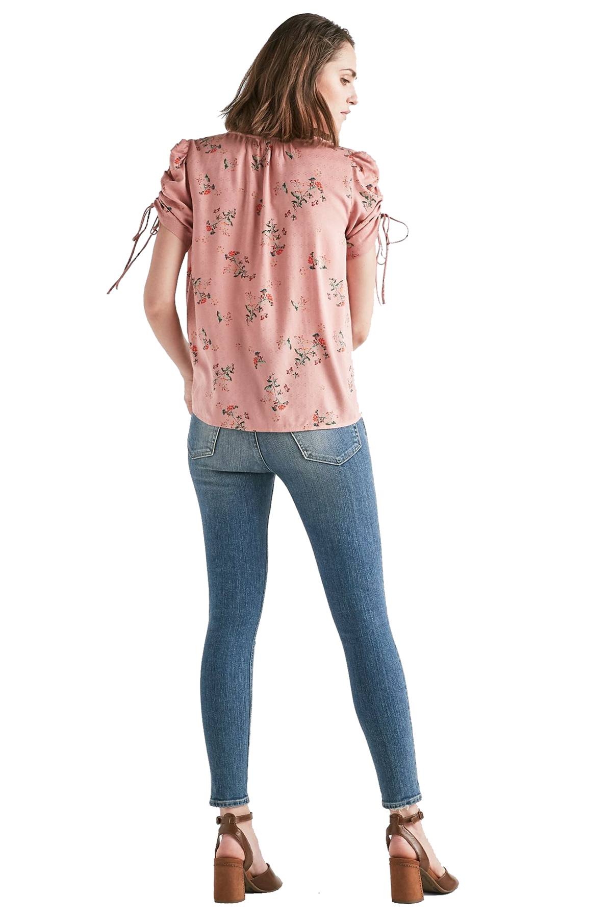 Lucky Brand Pink Puff-Sleeve Printed Top