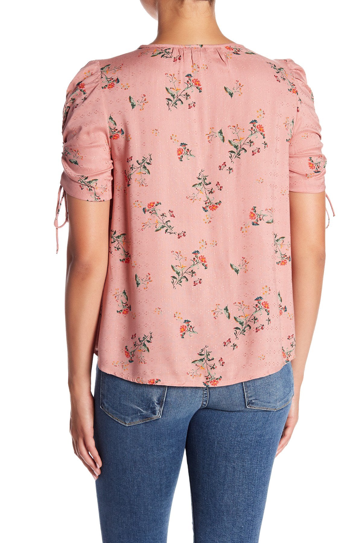 Lucky Brand Pink Puff-Sleeve Printed Top