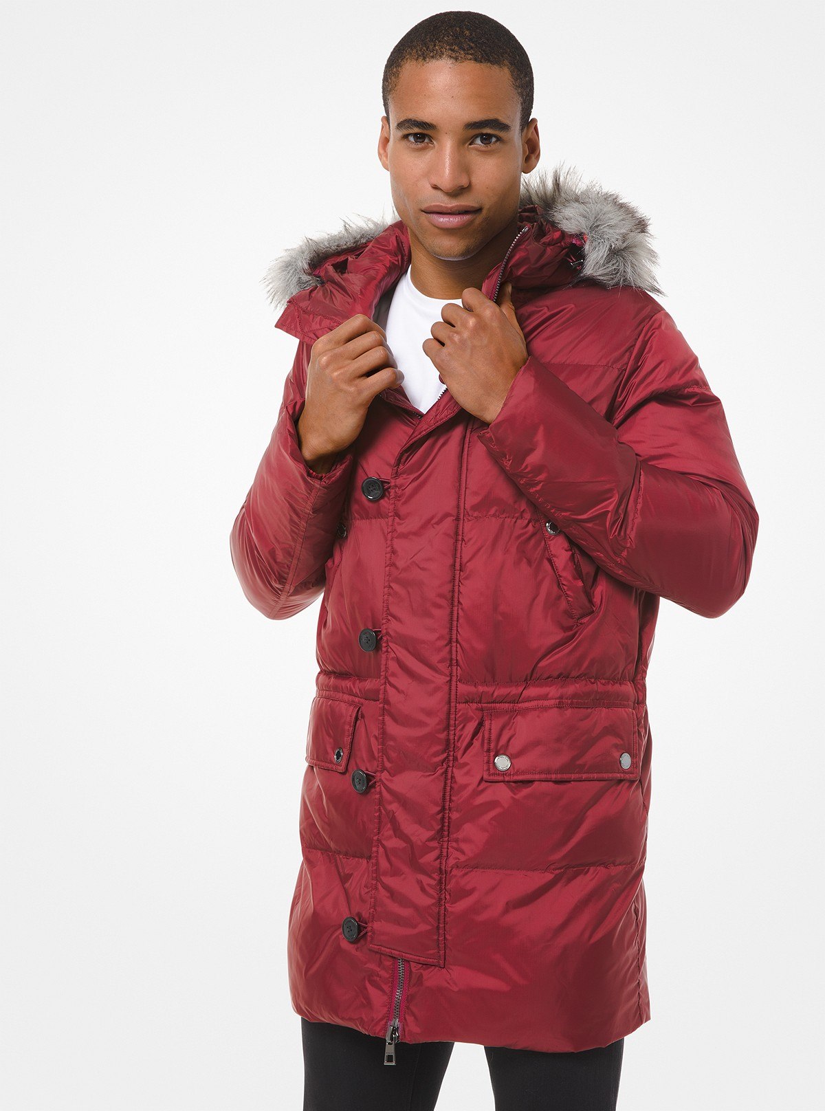 MICHAEL KORS FAUX FUR TRIM NYLON PARKA