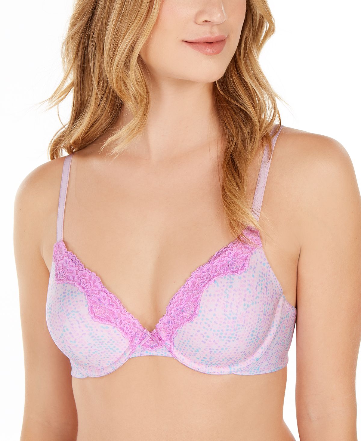 Maidenform Comfort Devotion Extra Coverage Lace Shaping Underwire Bra 9404 Ballerina Slipper Mesh Texture print
