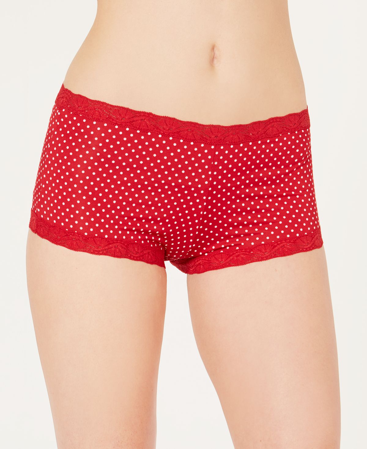 Maidenform Microfiber Boyshort Underwear 40760 White Pin Dot