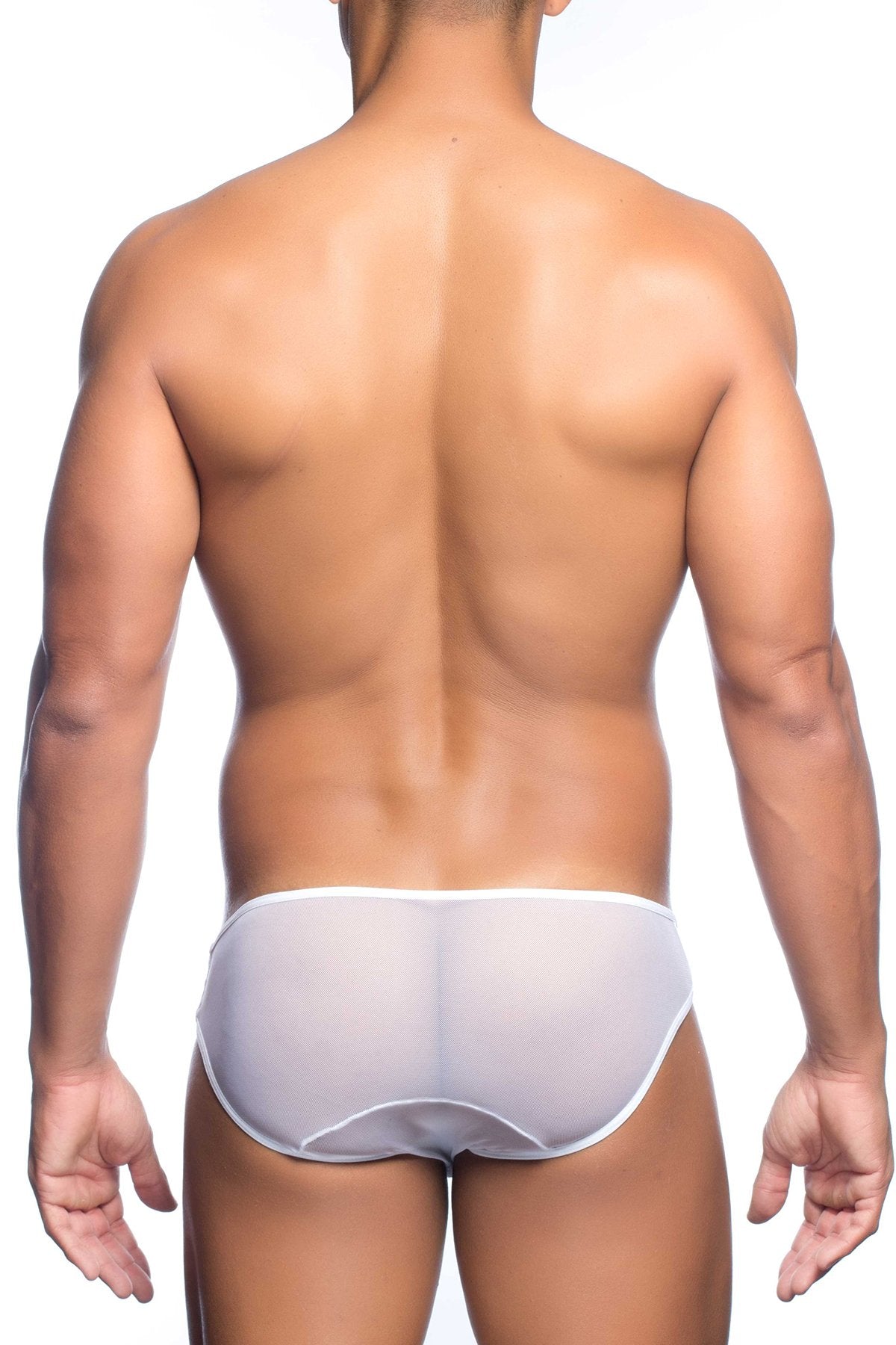 Male Basics White Side Way Mesh Bikini