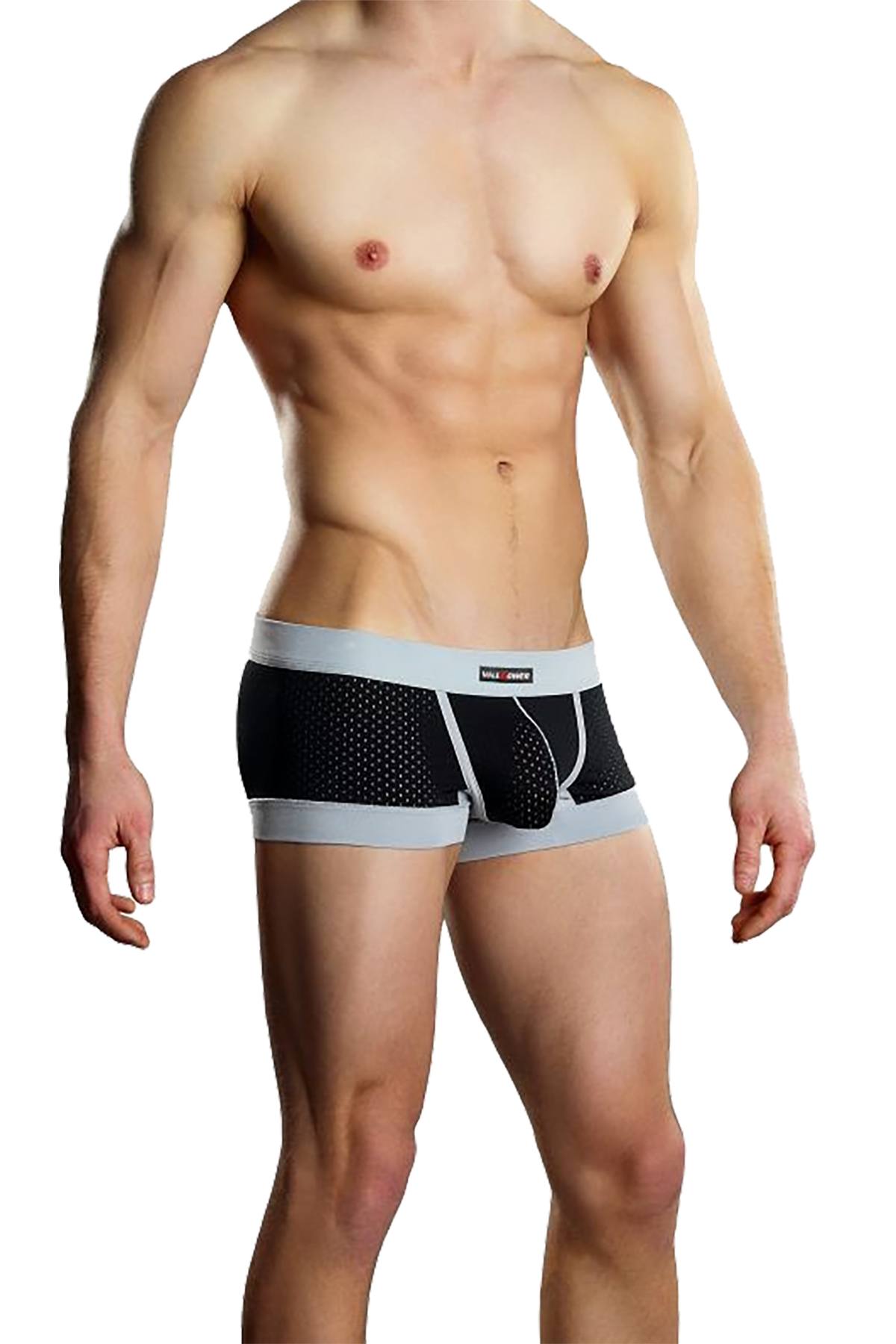 Male Power Black Athletic-Mesh Sport Trunk