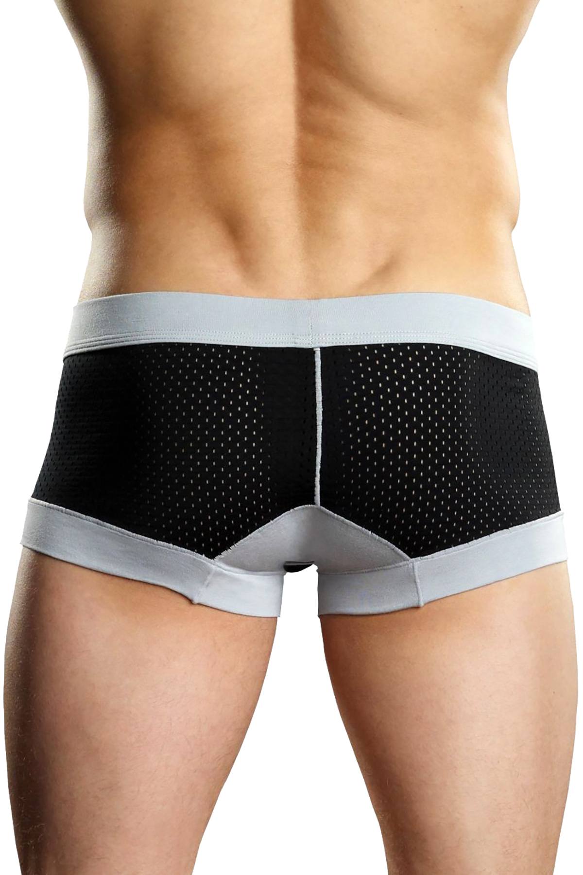 Male Power Black Athletic-Mesh Sport Trunk