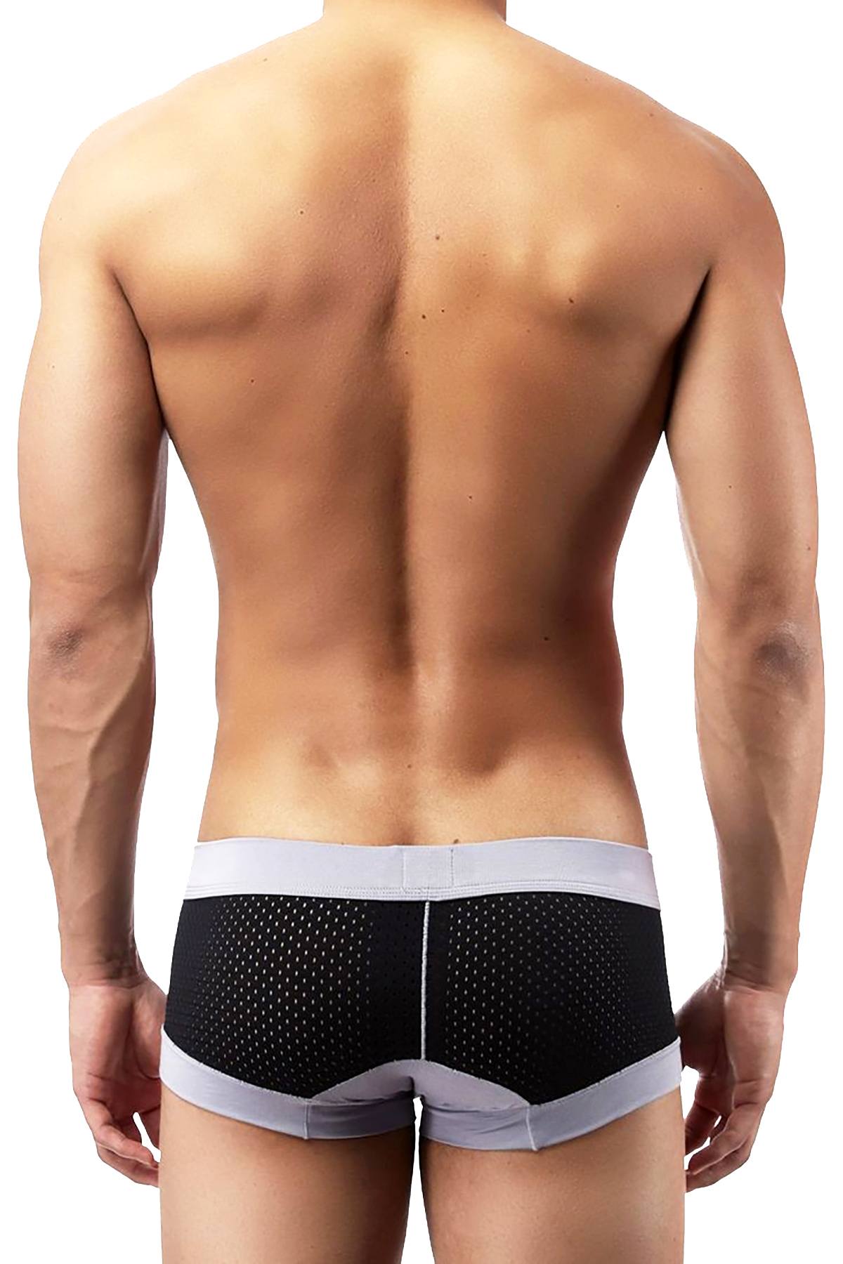 Male Power Black Athletic-Mesh Sport Trunk