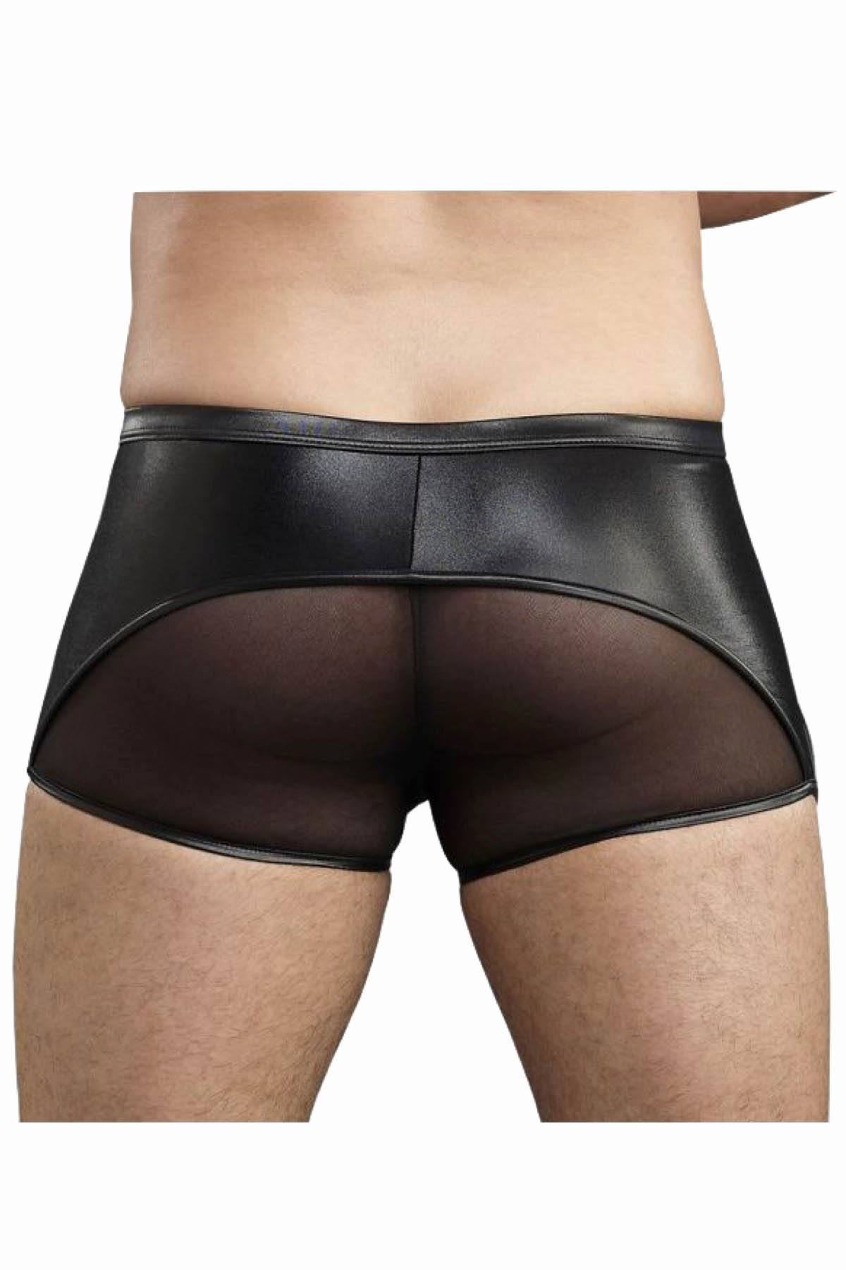 Male Power Black Extreme Birdcage Sheer-Panel Short