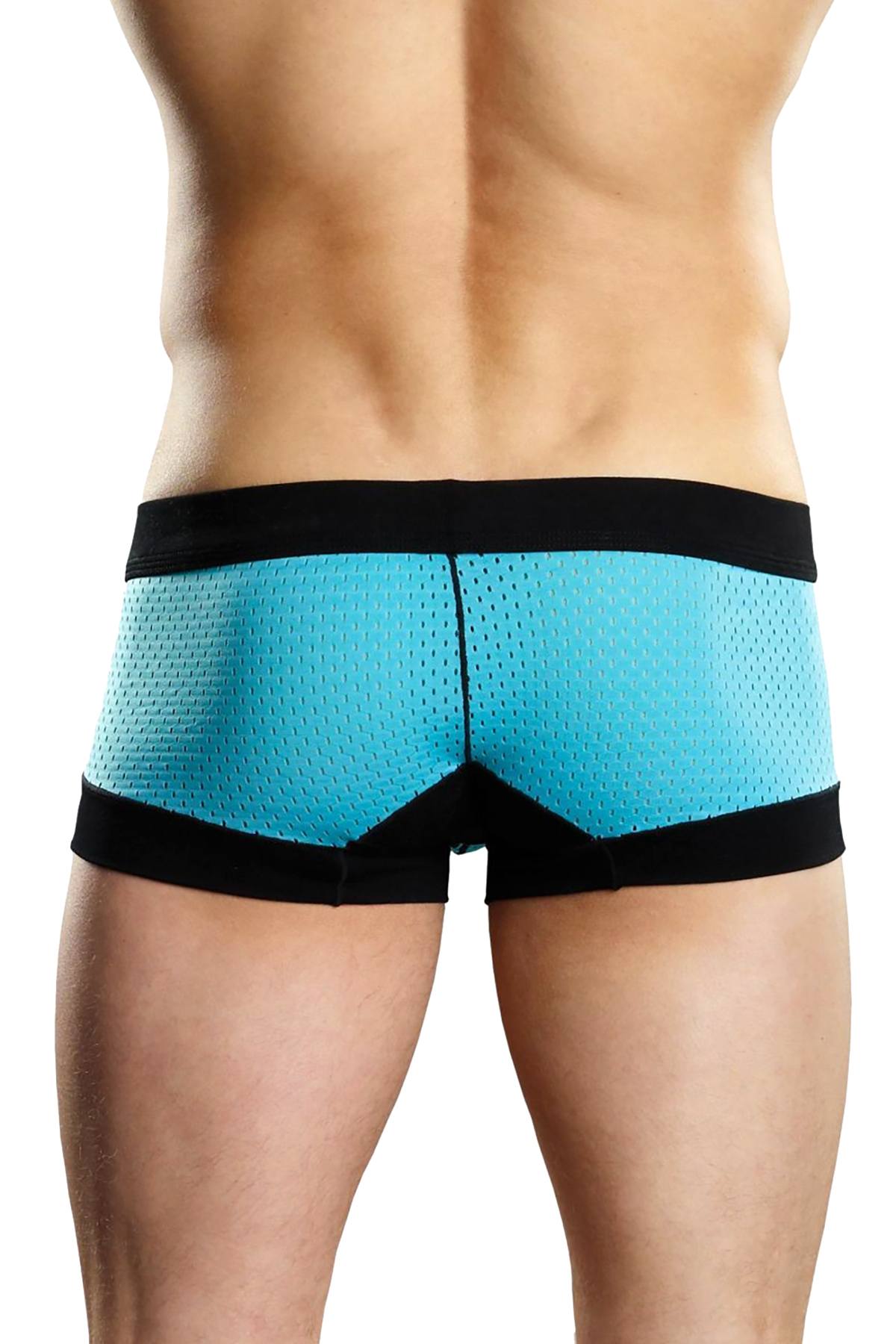 Male Power Blue Athletic-Mesh Sport Trunk