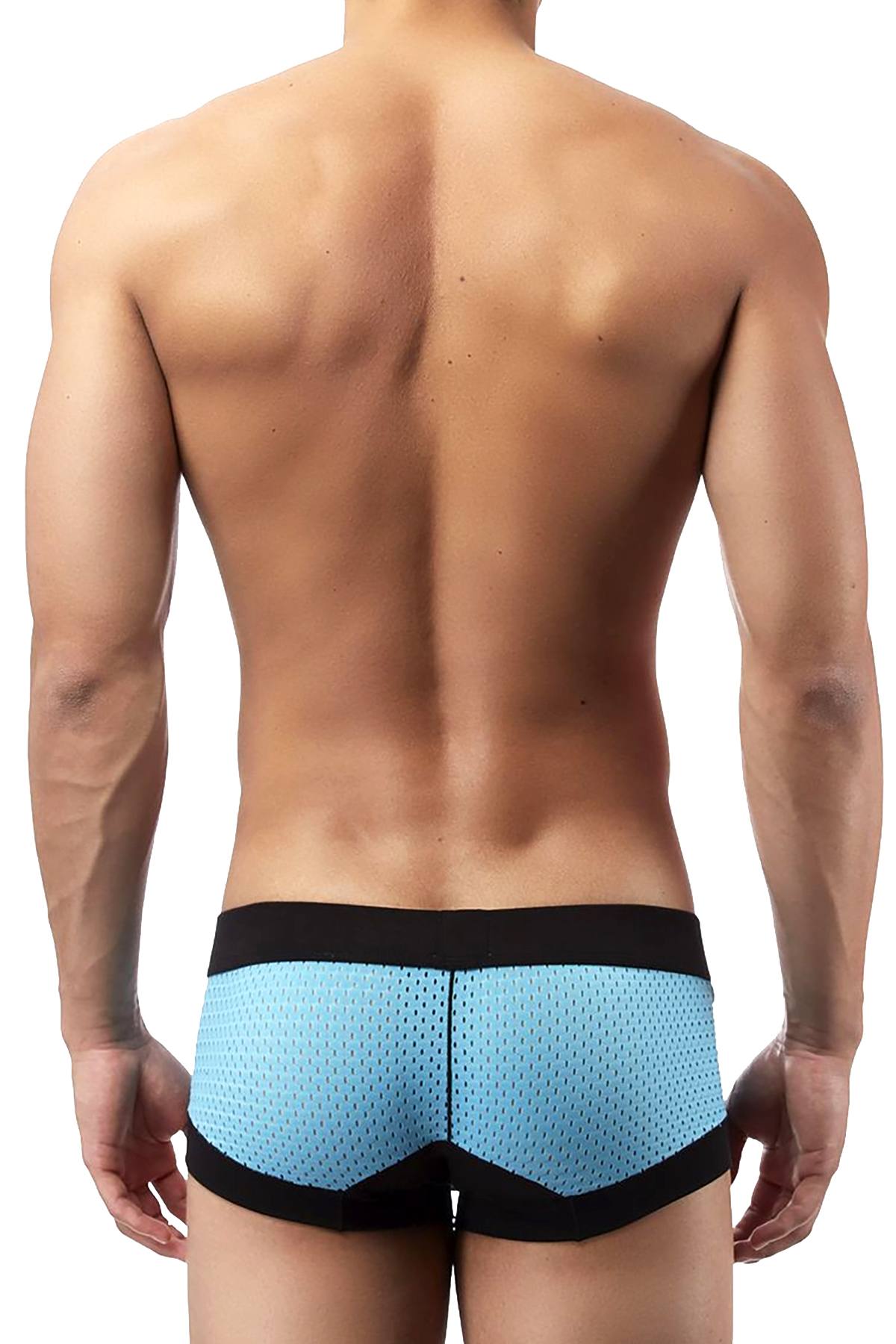 Male Power Blue Athletic-Mesh Sport Trunk