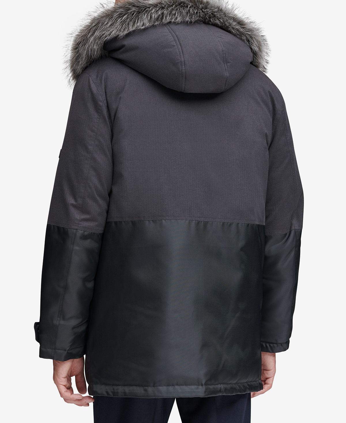 Marc New York Mixed-media Parka With Removable Hood Charcoal Gray