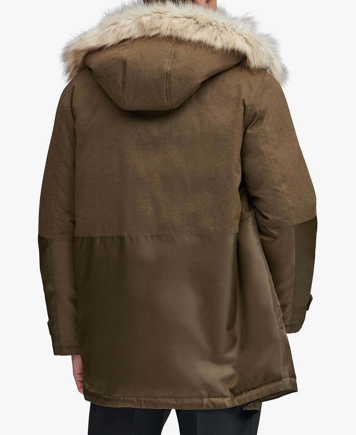 Marc New York Mixed-media Parka With Removable Hood Moss Green
