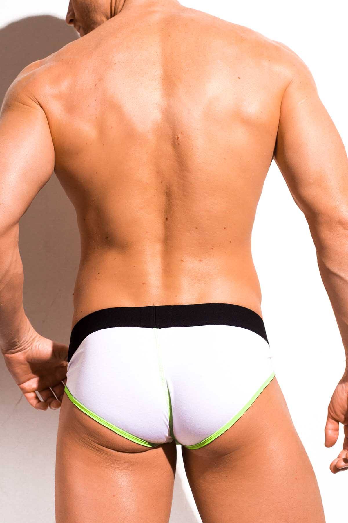 Marco Marco White/Neon Stitch Brief