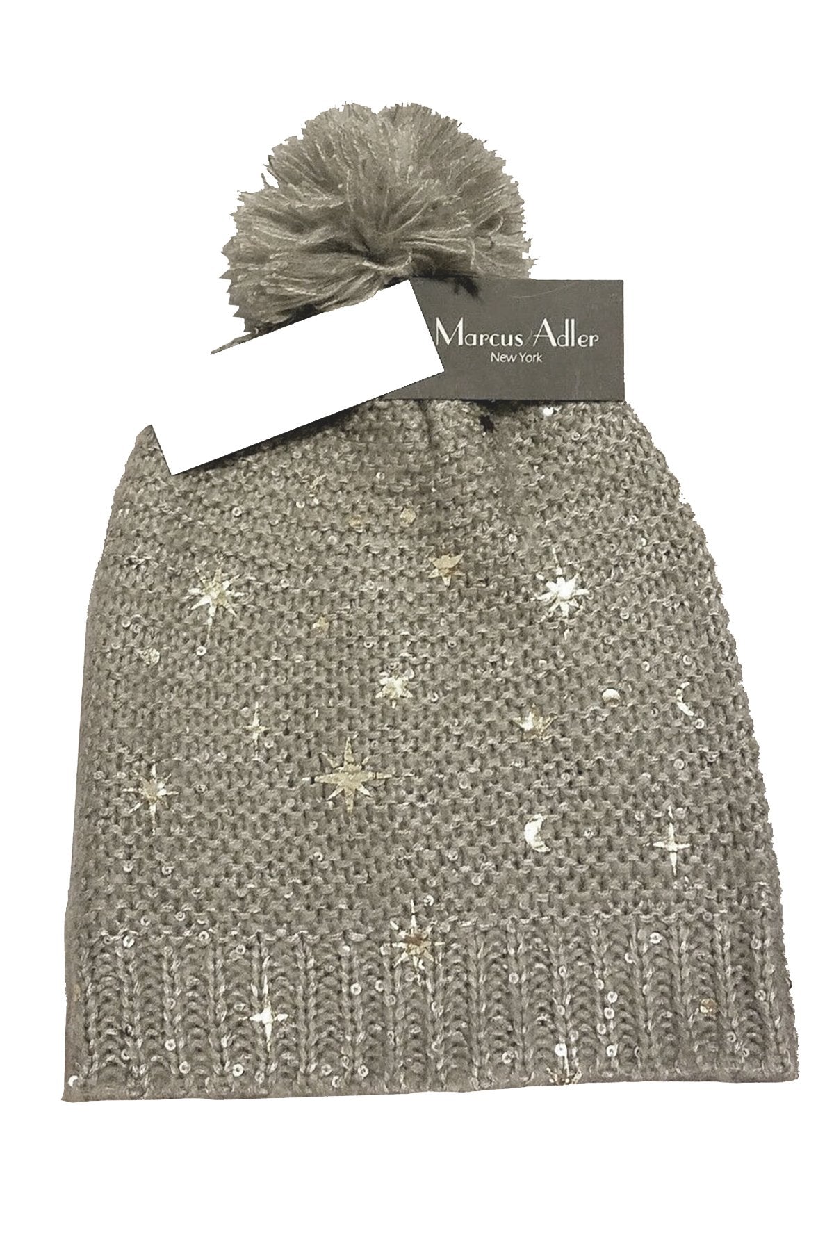 Marcus Adler Charcoal Starburst Pom-Pom Beanie