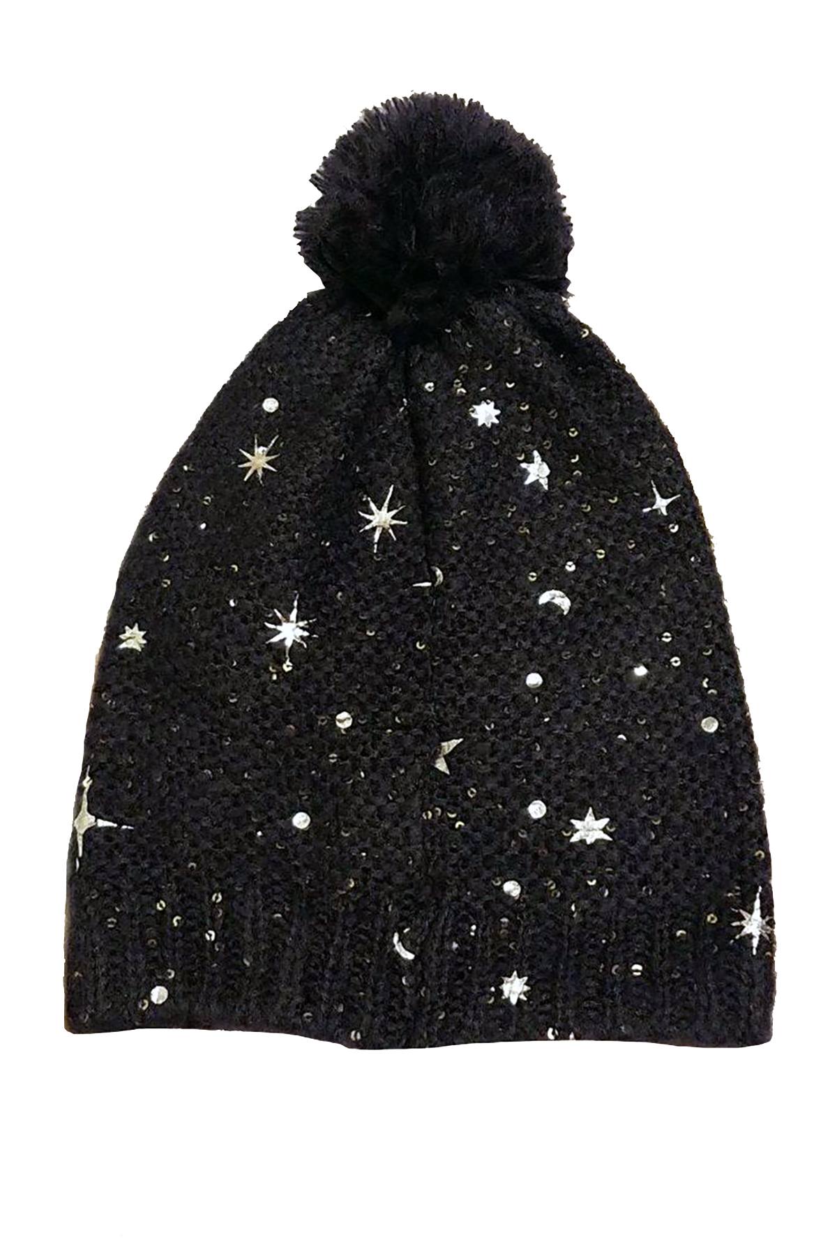 Marcus Adler Navy Starburst Pom-Pom Beanie