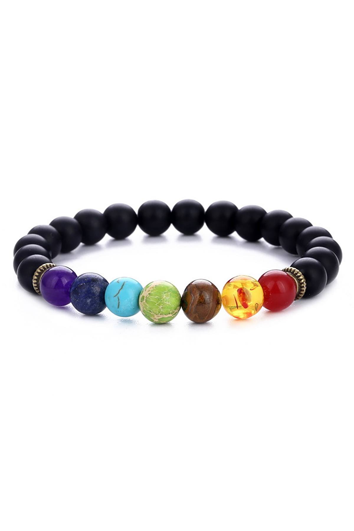 Matte Black Onyx 7-Chakra Reiki Healing Bracelet