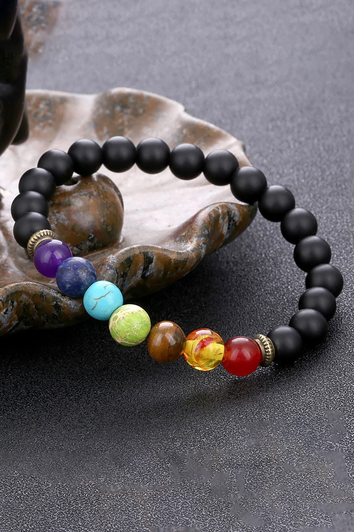 Matte Black Onyx 7-Chakra Reiki Healing Bracelet